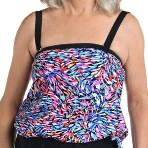 Maxine of Hollywood Brand Women's 12 Tankini Top Swimsuit NWT Multi Colored